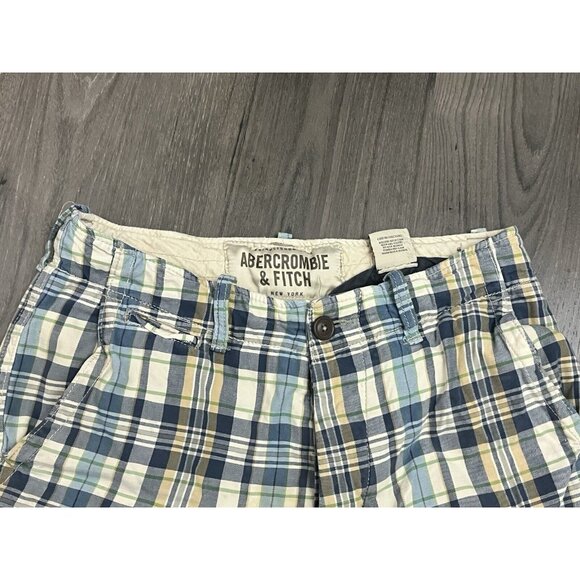 Abercrombie & Fitch Shorts Plaid Check Heavy Button Fly Y2K 32 (tag 30) - Picture 4 of 9